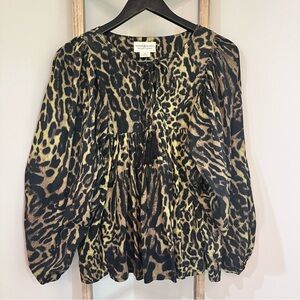 Ralph Lauren Denim & Supply Leopard Peasant Blouse Size M